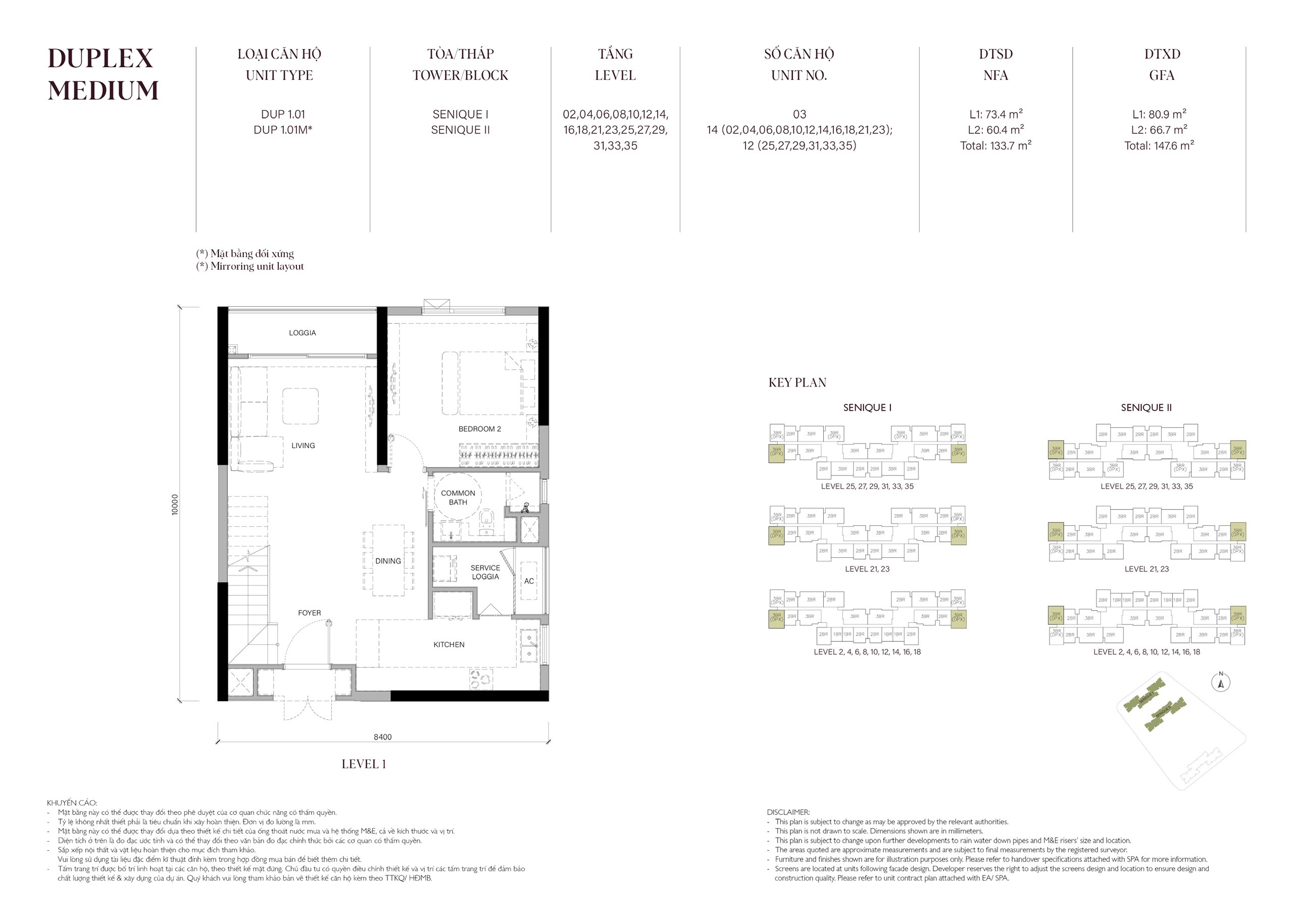 Căn hộ Duplex 133m2 tầng 1 The Senique Hanoi