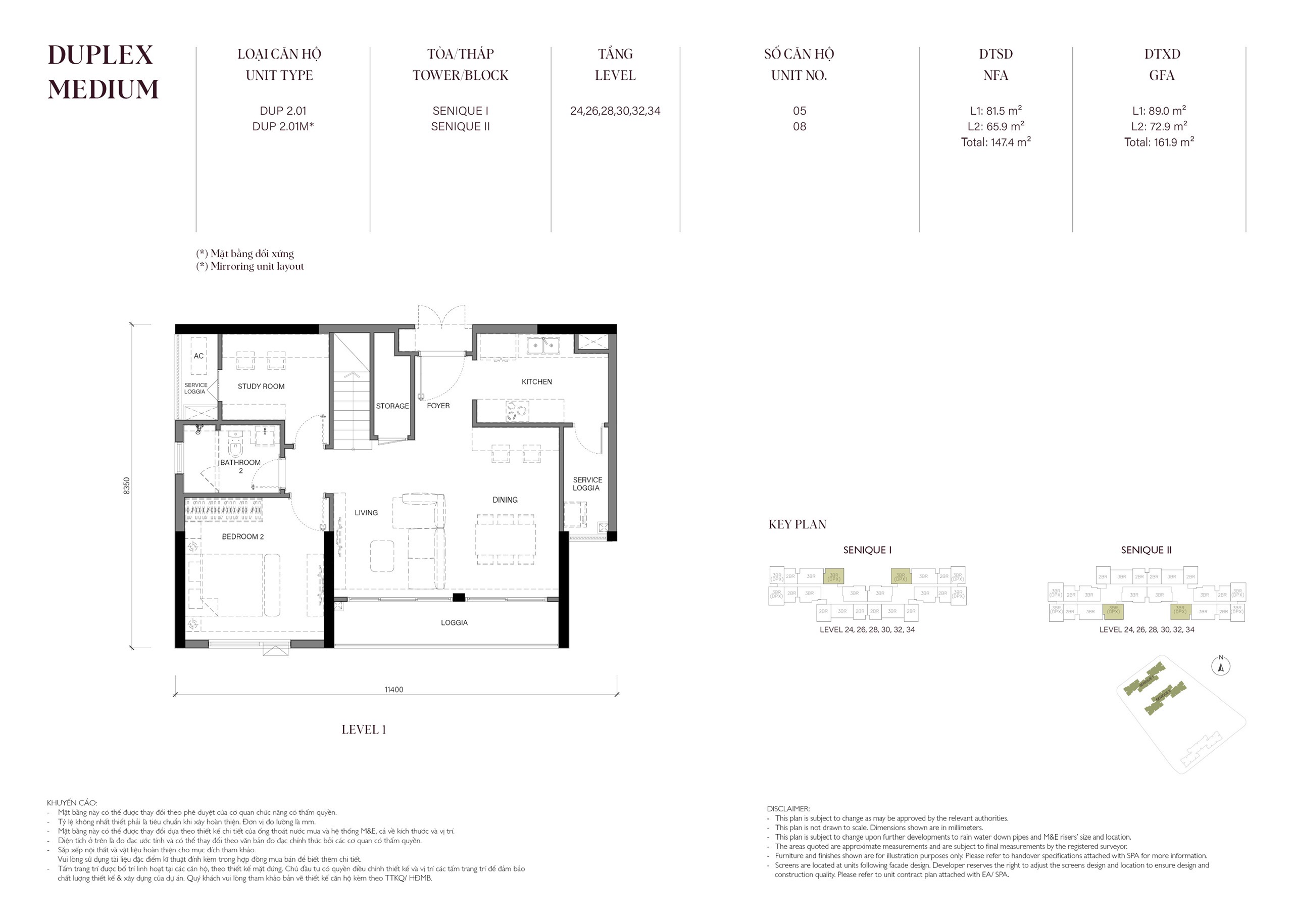 Căn hộ Duplex 147m2 tầng 1 The Senique Hanoi