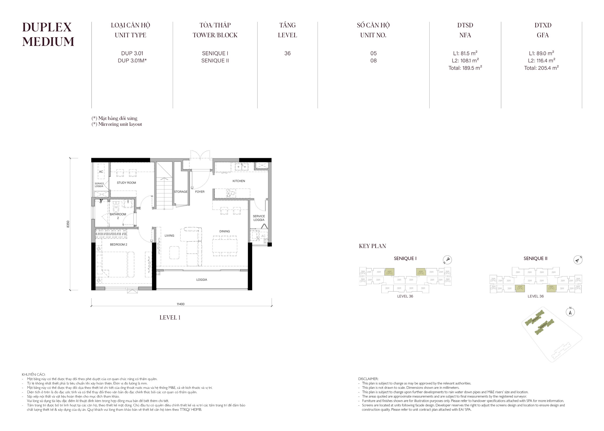 Căn hộ Duplex 189m2 tầng 1 The Senique Hanoi