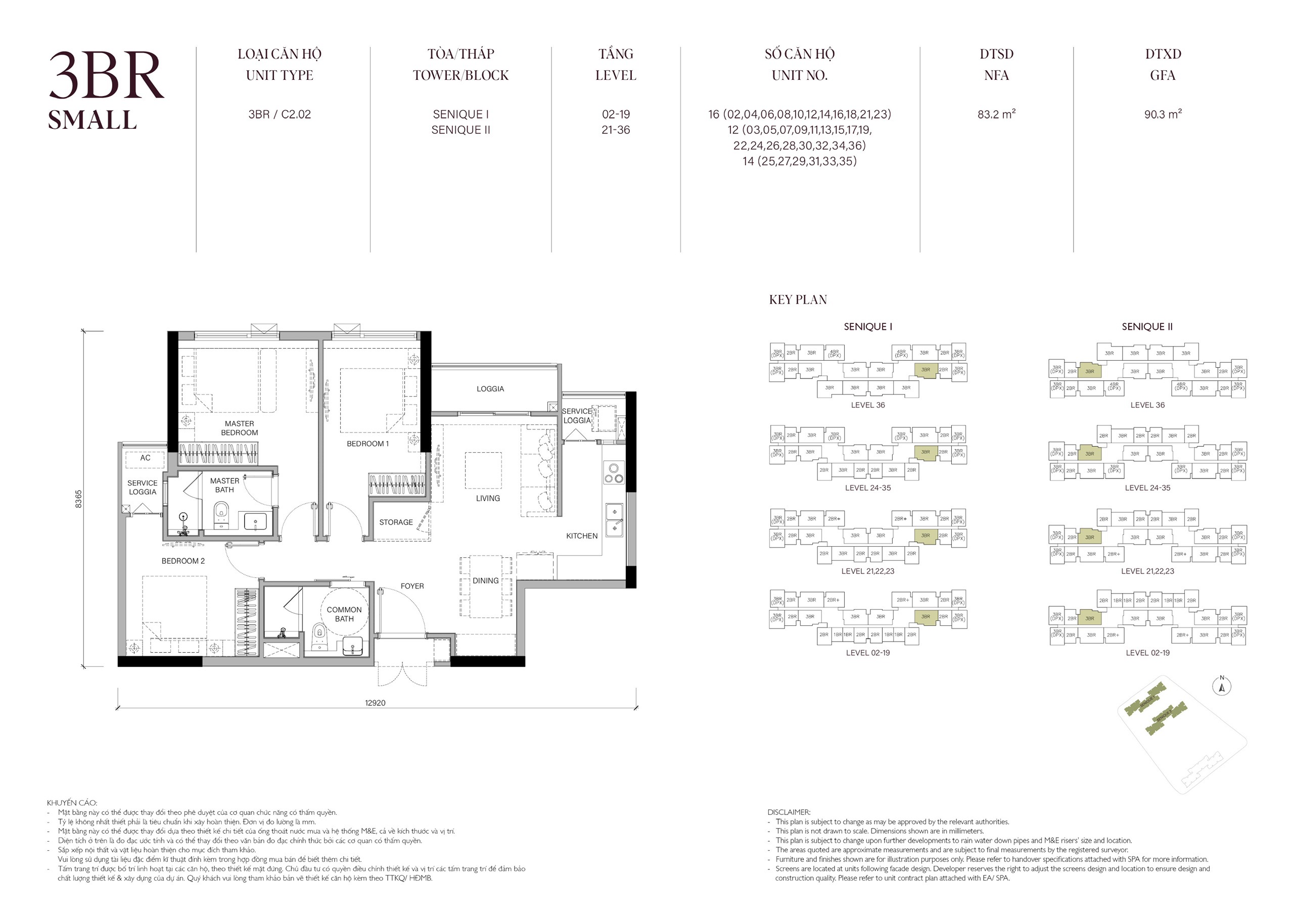 Mặt bằng căn 83,2m2 The Senique Hanoi