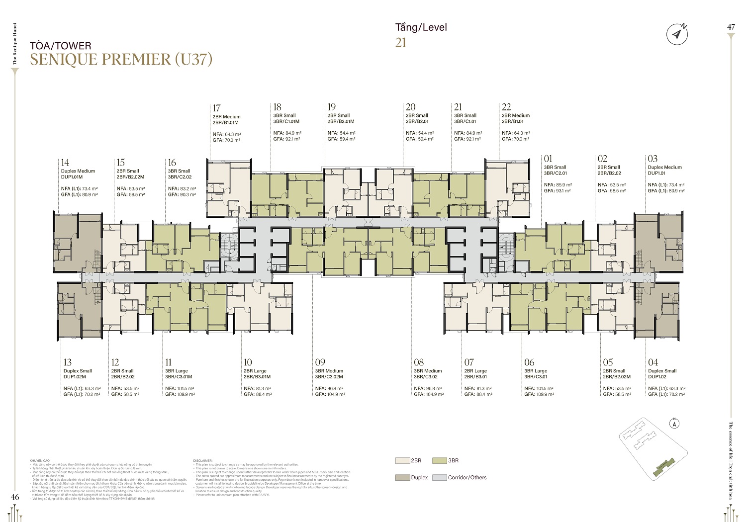 Mặt bằng tòa Senique 3 tầng 21 (The Senique Premier)