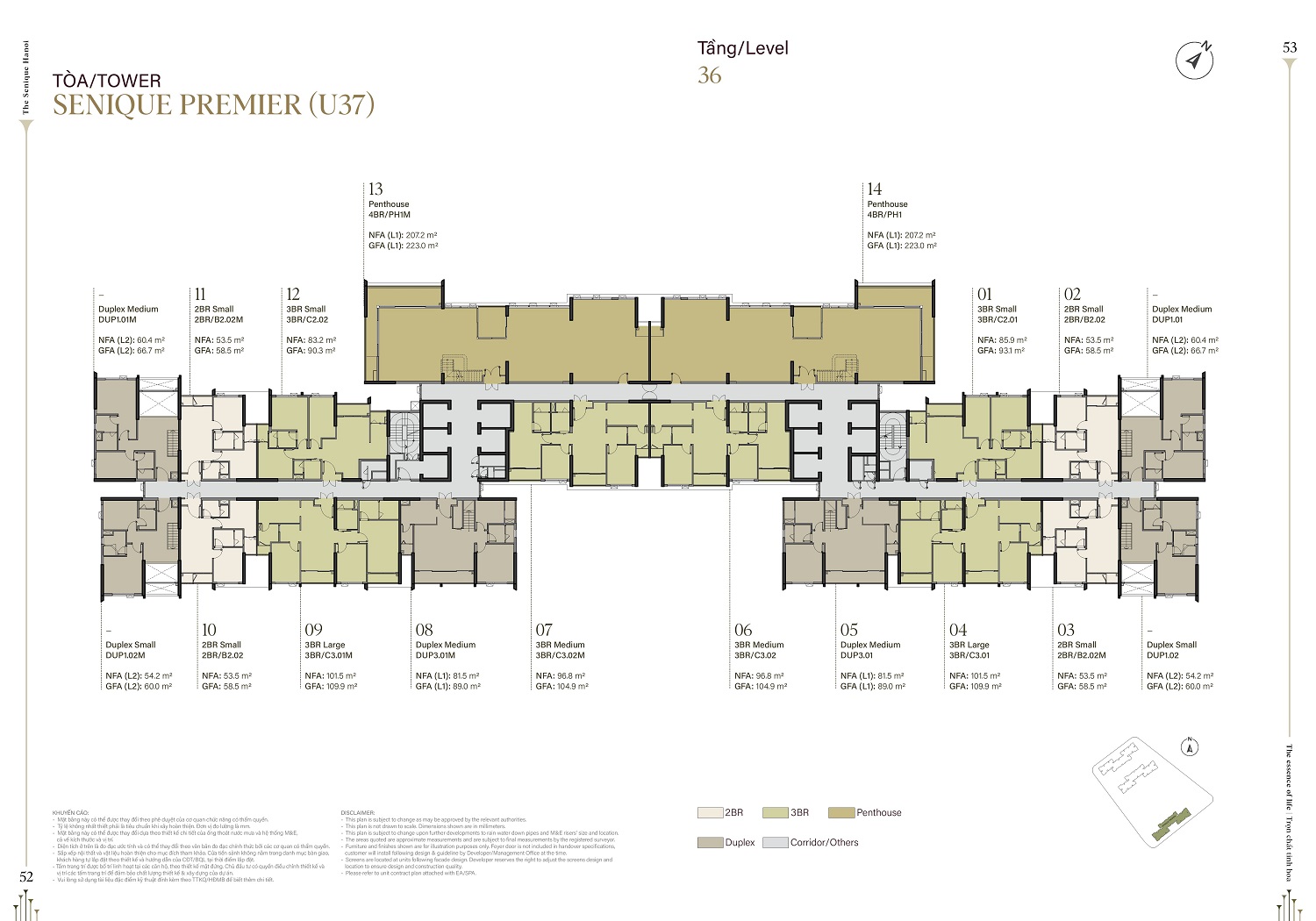 Mặt bằng tòa Senique 3 tầng 36 (The Senique Premier)