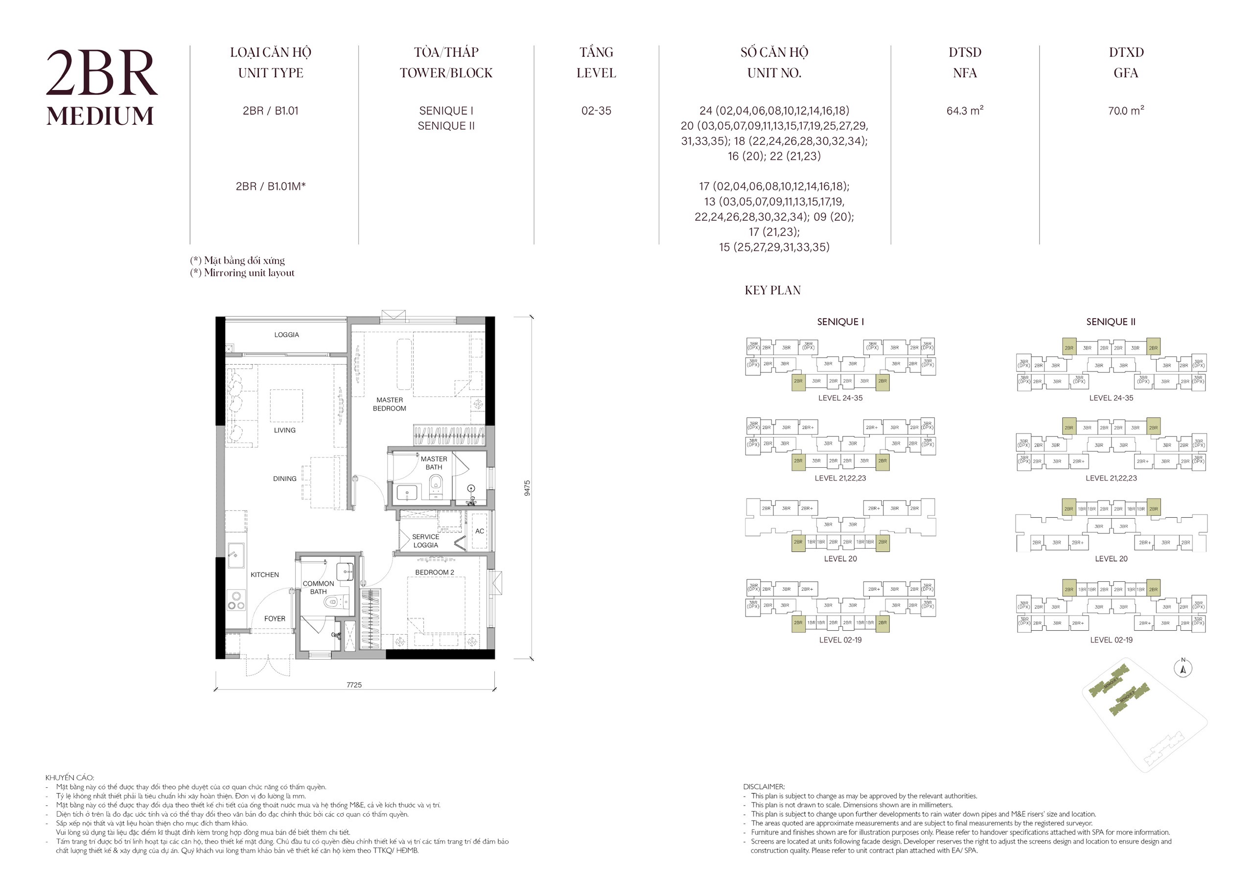 Mặt bằng căn 64m2 The Senique Hanoi